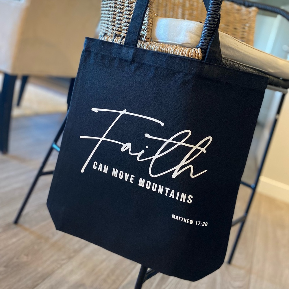 Faith Can Move Mountains Canvas Tote
